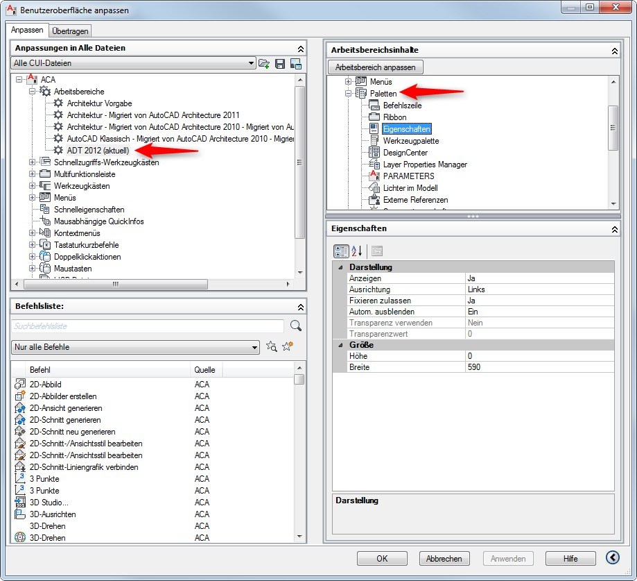 Eigenschaftsfenster verschieben (Autodesk/Rund um AutoCAD